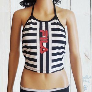 NWT FILA WOMEN BLACK WHITE STRIPED TANK TOP SIZE L